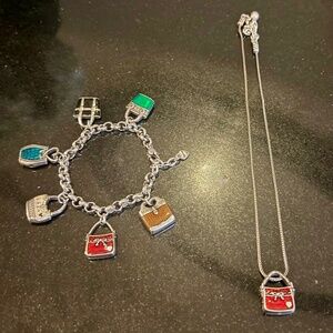 Brighton Handbag Necklace and Charm Bracelet  Set